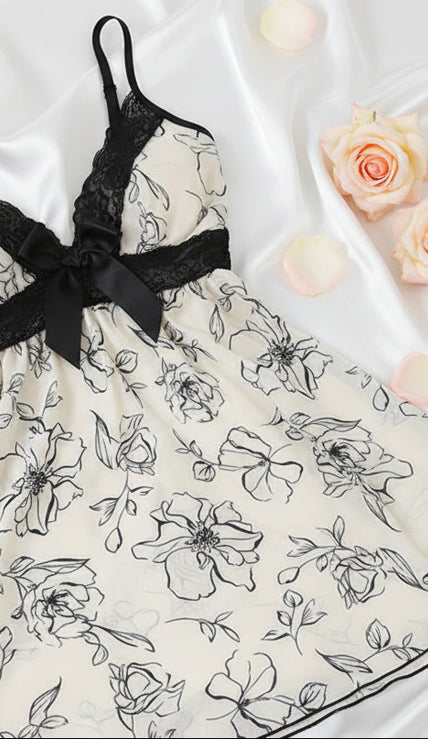Dahlia lace and satin babydoll lingerie set— So Pretty Intimates