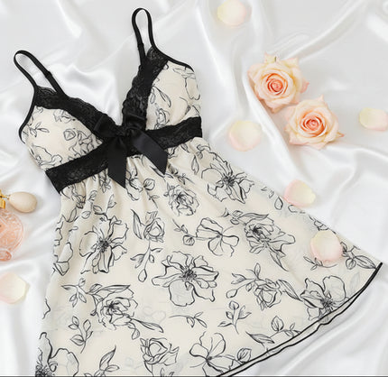 Dahlia lace and satin babydoll lingerie set— So Pretty Intimates