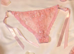 Esme low waist lace thong ribbons and ruffles — So Pretty Intimates