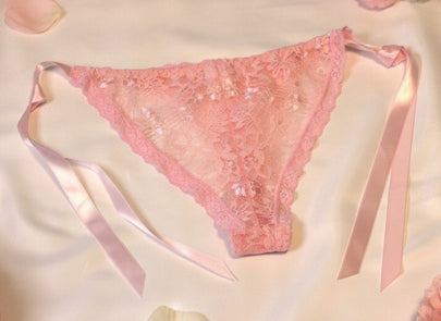 Esme low waist lace thong ribbons and ruffles — So Pretty Intimates