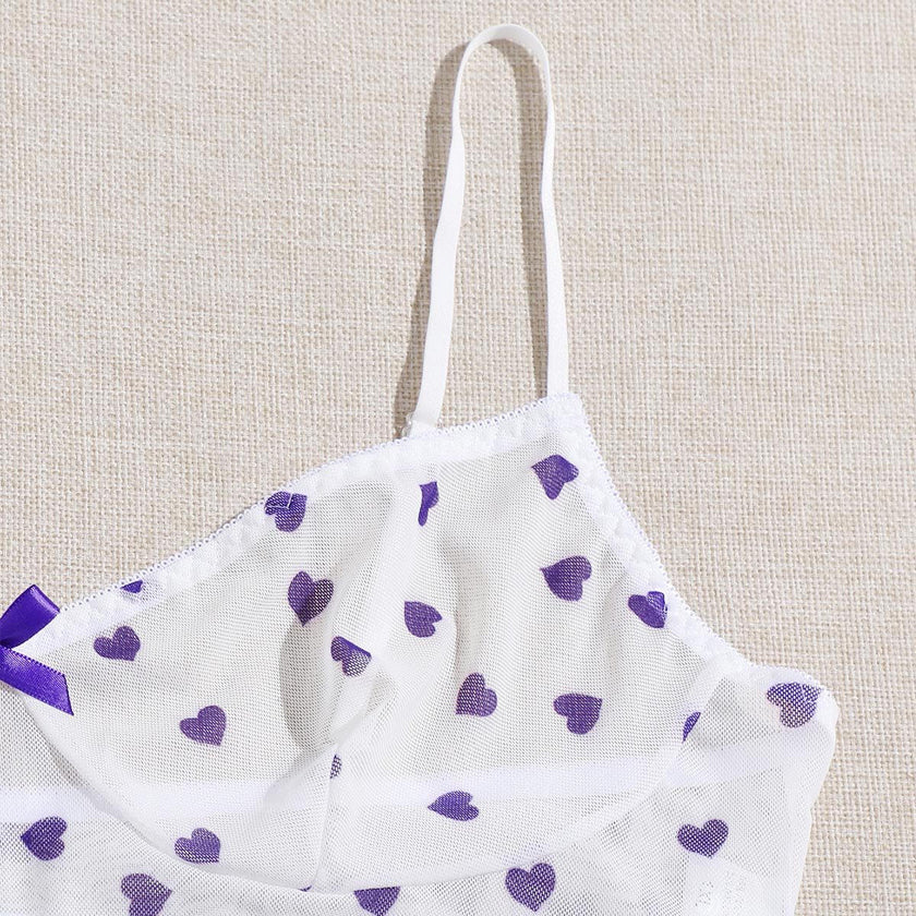 Ione purple heart sheer two piece bra set — So Pretty Intimates