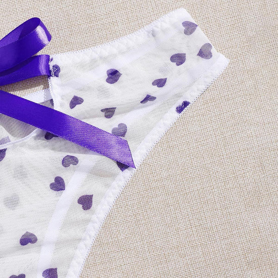Ione purple heart sheer two piece bra set — So Pretty Intimates