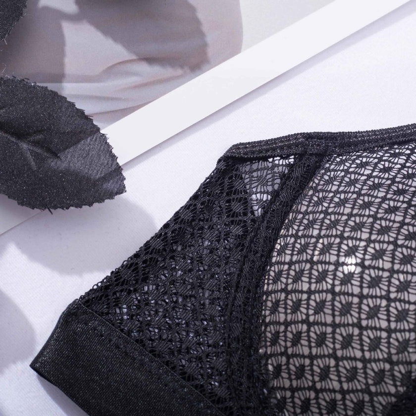 Kenzie structured black garter lingerie set with leg rings — So Pretty Intimates