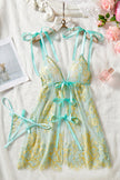 Laurel lace and bow babydoll lingerie set with matching g-string — So Pretty Intimates