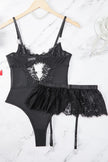 Sable lace mesh hollow underwire teddy bodysuit — So Pretty Intimates