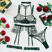 Silas delicate floral garter lingerie set with neck and leg rings — So Pretty Intimates