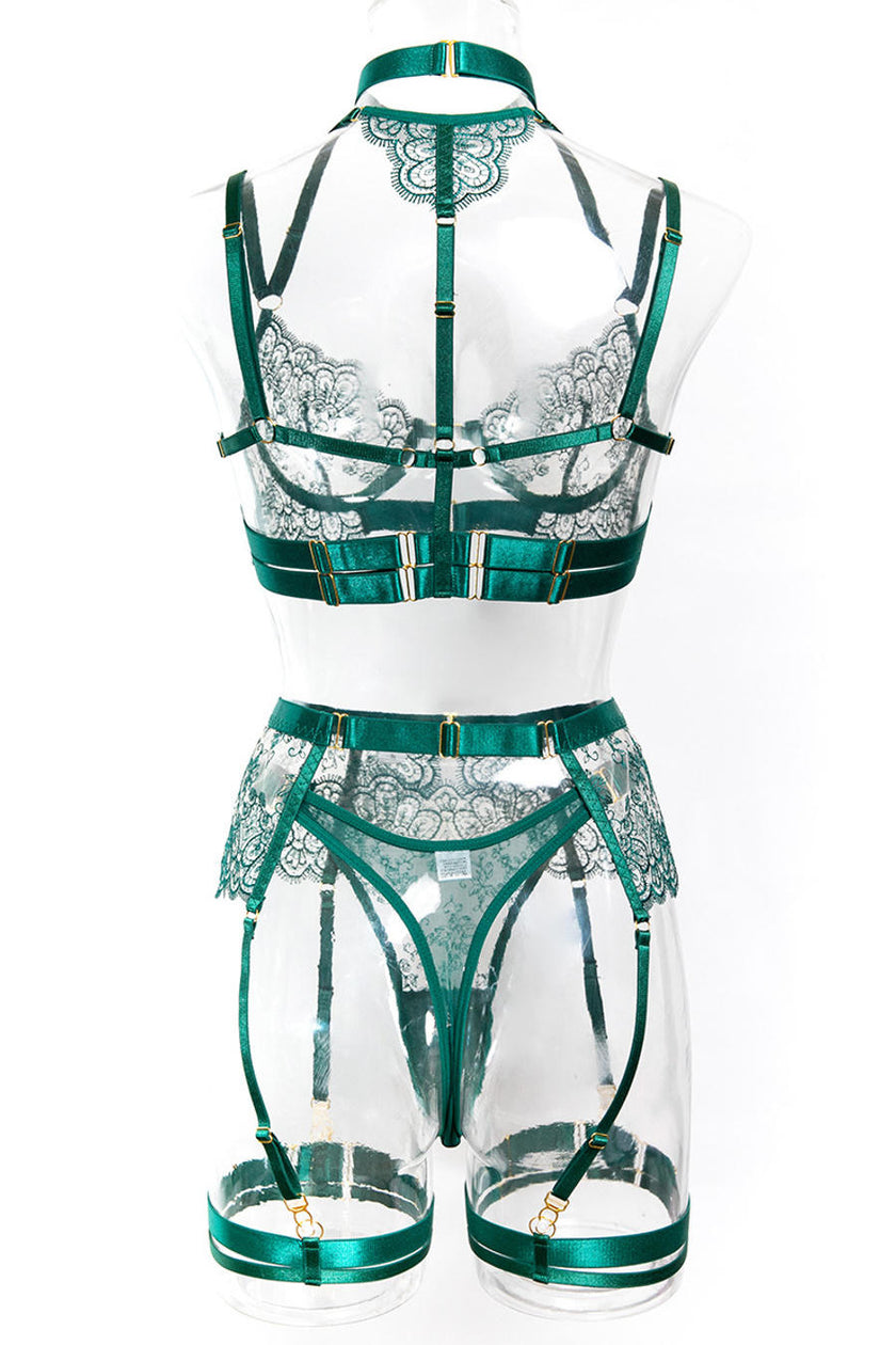 Silas delicate floral garter set with neck and leg rings — So Pretty Intimates