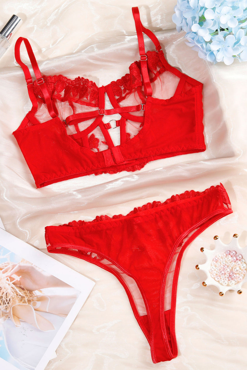 Silene high-waisted embroidered sheer bra set — So Pretty Intimates