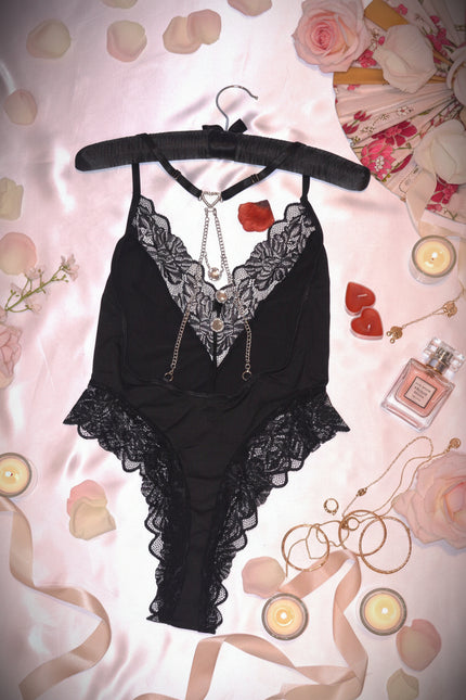 Trilly backless diamante accented teddy bodysuit — So Pretty Intimates