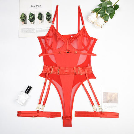 Verena structured teddy bodysuit with leg rings — So Pretty Intimates