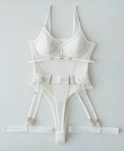 Verena structured teddy bodysuit with leg rings — So Pretty Intimates