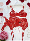 Vida retro high-rise lace three piece garter set — So Pretty Intimates