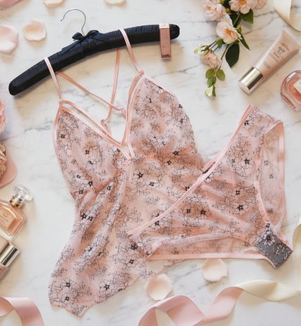 Willow romantic floral babydoll lingerie set — So Pretty Intimates